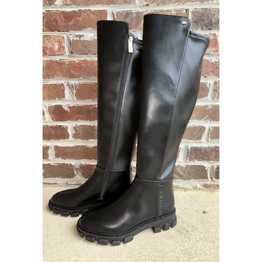 NEW/NO BOX Michael Kors Ridley Riding Boots Black, Size 6.5 Lug Sole - Picture 2 of 14